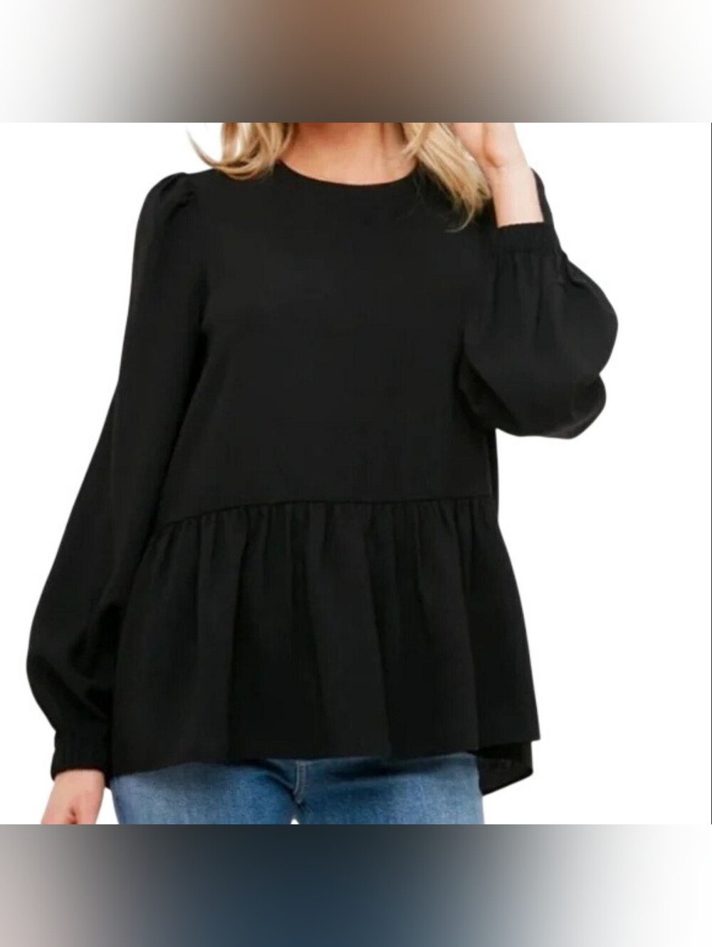Pomander Place Black Carlotta Peplum Blouse